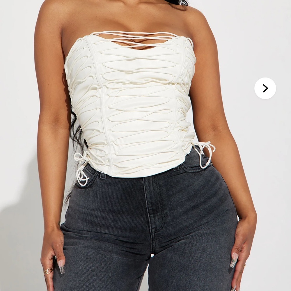 Fashion Nova White Lace-Up Crop Top